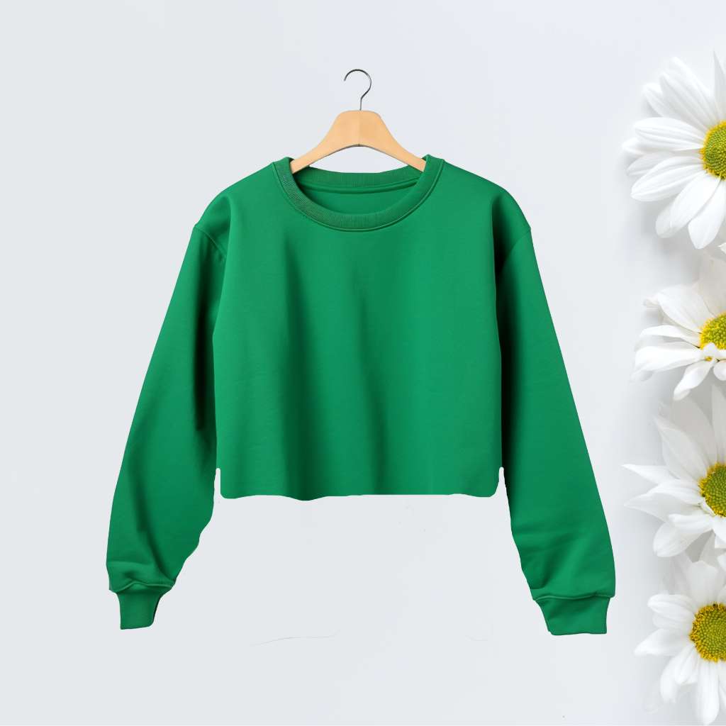 Kelly green cropped crewneck sweatshirt - DSY Lifestyle