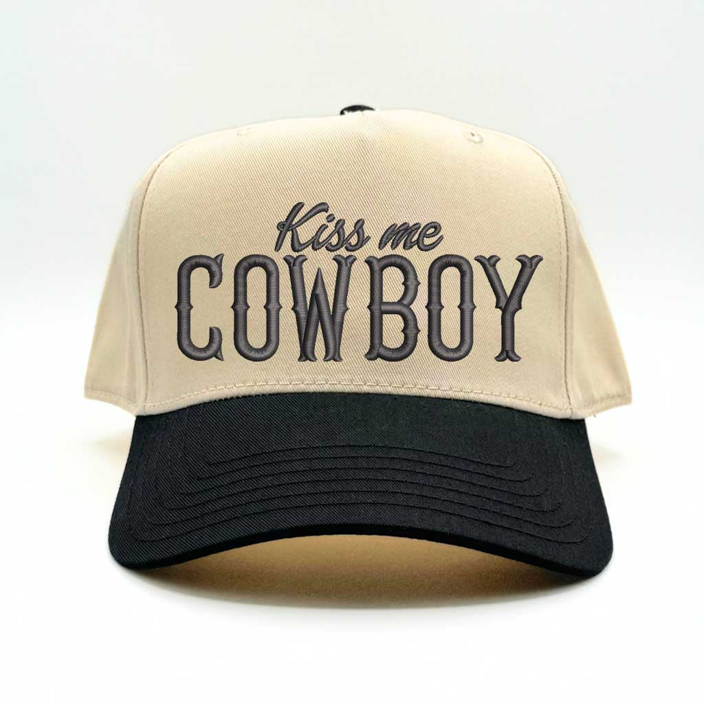 Kiss Me Cowboy 5 Panel Two Tone Embroidered Baseball Hat