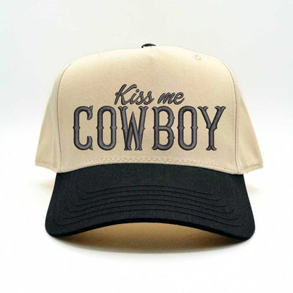 Kiss Me Cowboy 5 Panel Two Tone Embroidered Baseball Hat