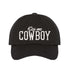 Black Kiss Me Cowboy embroidered baseball hat with a curved brim and adjustable hook-and-loop closure, perfect for country concerts and rodeo lovers – DSY Lifestyle