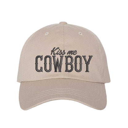 Stone Kiss Me Cowboy embroidered baseball hat with a curved brim and adjustable hook-and-loop closure, perfect for country concerts and rodeo lovers – DSY Lifestyle