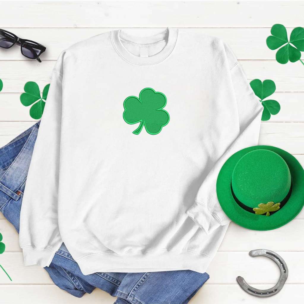 Clover Shamrock White Sweatshirt - DSY Lifestyle