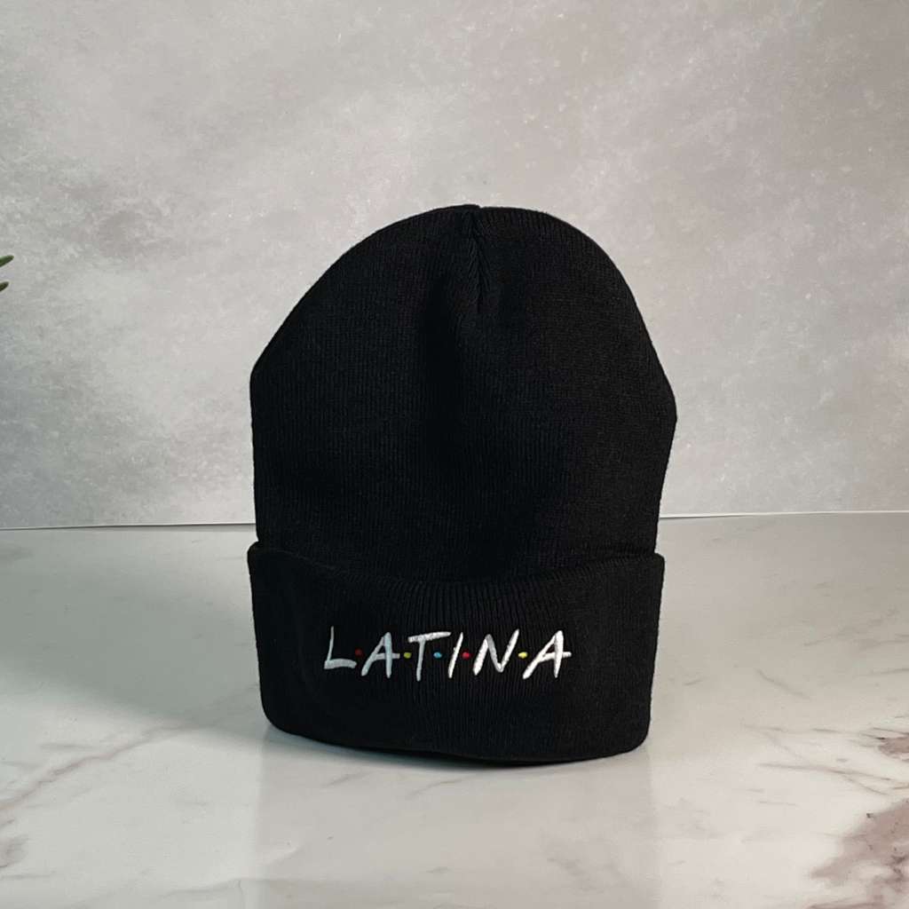 Black Beanie embroidered with Latina in friends show font - DSY Lifestyle 