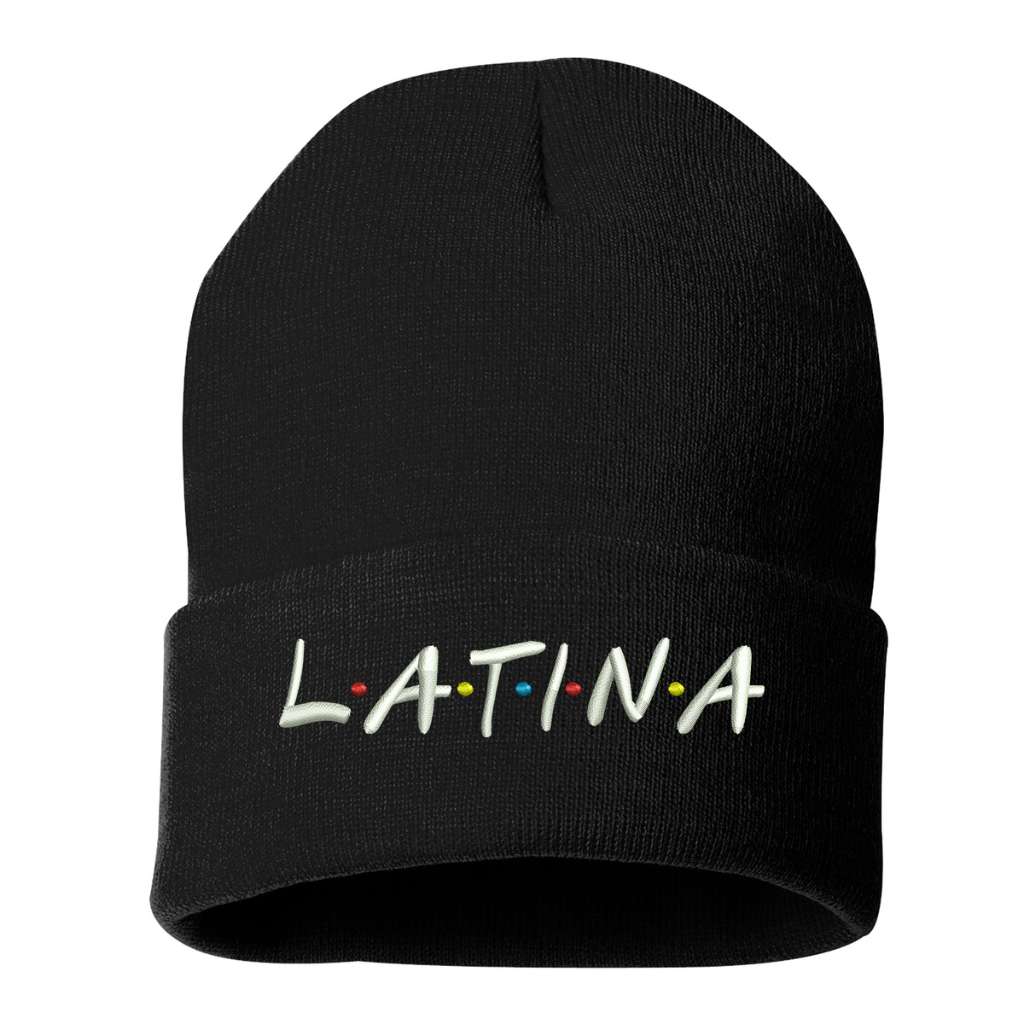 Black Beanie embroidered with Latina in friends show font - DSY Lifestyle 