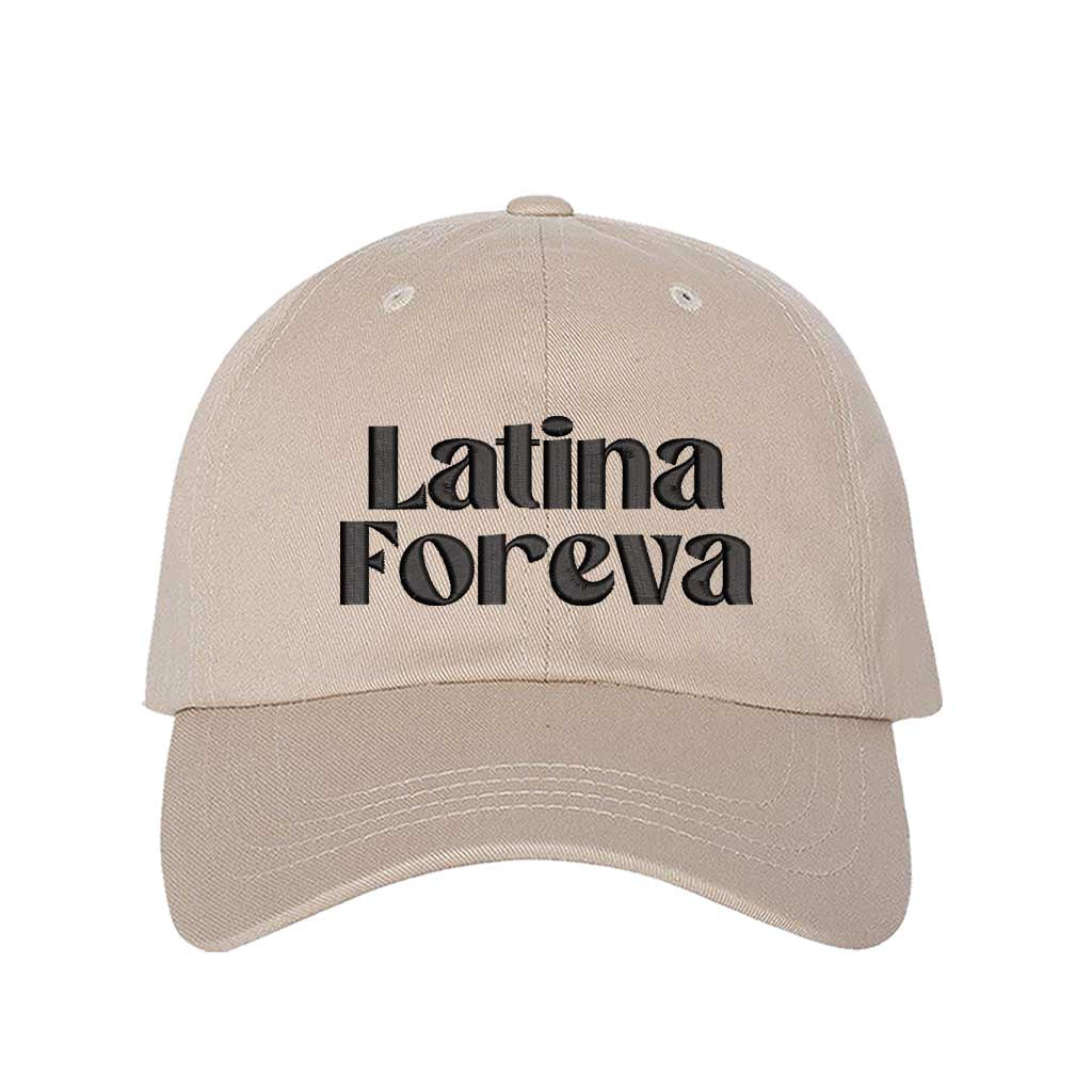 Stone Latina Foreva Embroidered Baseball Hat featuring bold embroidered lettering, adjustable hook and loop closure, and breathable cotton fabric – DSY Lifestyle