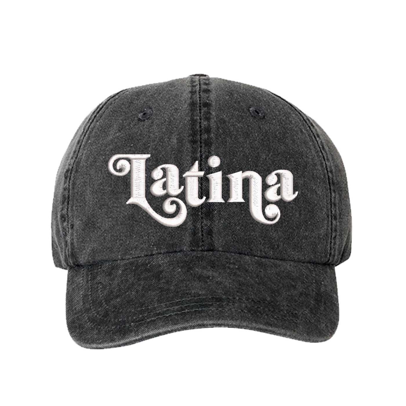 Black Latina Retro Washed Statement Baseball Hat – a washed, relaxed-fit statement cap designed for everyday comfort and real-life moods. Trendy, adjustable, and effortlessly stylish. - DSY Lifestyle