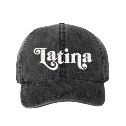 Black Latina Retro Washed Statement Baseball Hat – a washed, relaxed-fit statement cap designed for everyday comfort and real-life moods. Trendy, adjustable, and effortlessly stylish. - DSY Lifestyle