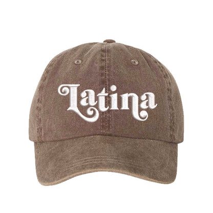 Chocolate Brown Latina Retro Washed Statement Baseball Hat – a washed, relaxed-fit statement cap designed for everyday comfort and real-life moods. Trendy, adjustable, and effortlessly stylish. - DSY Lifestyle