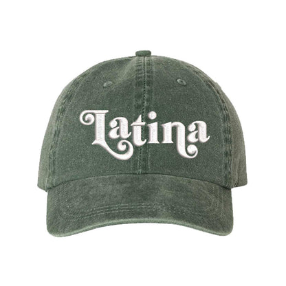 Dark Green Latina Retro Washed Statement Baseball Hat – a washed, relaxed-fit statement cap designed for everyday comfort and real-life moods. Trendy, adjustable, and effortlessly stylish. - DSY Lifestyle