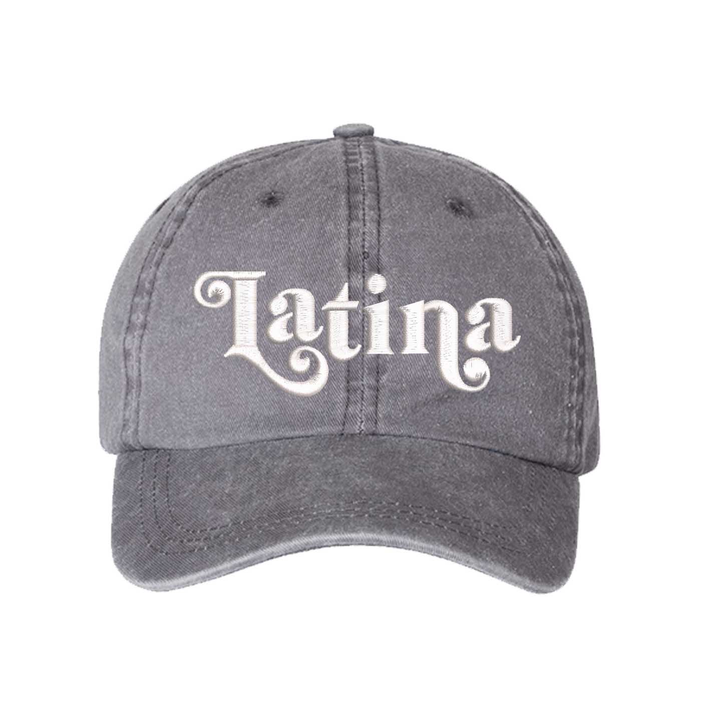 Gray Latina Retro Washed Statement Baseball Hat – a washed, relaxed-fit statement cap designed for everyday comfort and real-life moods. Trendy, adjustable, and effortlessly stylish. - DSY Lifestyle
