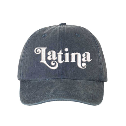 Navy Blue Latina Retro Washed Statement Baseball Hat – a washed, relaxed-fit statement cap designed for everyday comfort and real-life moods. Trendy, adjustable, and effortlessly stylish. - DSY Lifestyle
