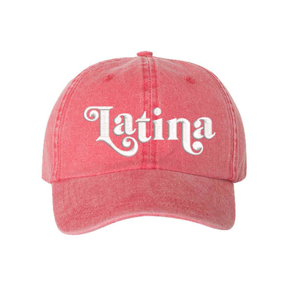 Red Latina Retro Washed Statement Baseball Hat – a washed, relaxed-fit statement cap designed for everyday comfort and real-life moods. Trendy, adjustable, and effortlessly stylish. - DSY Lifestyle