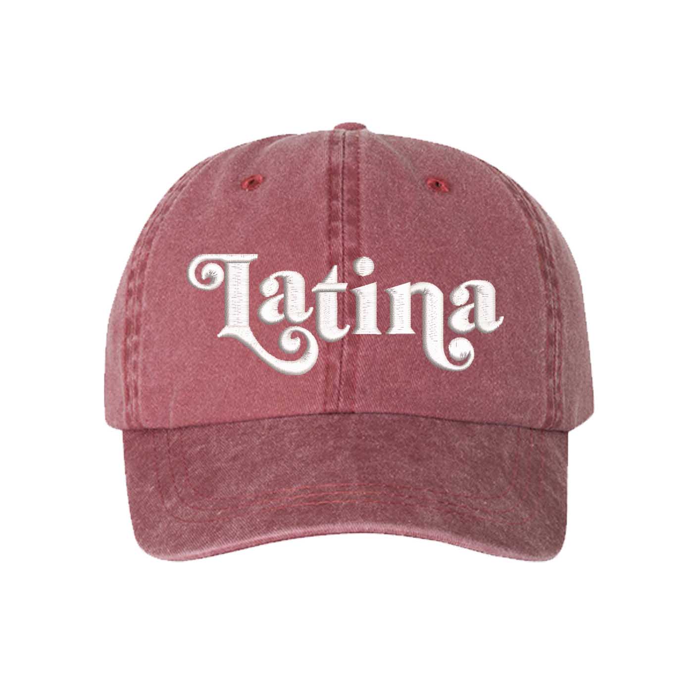 Wine Latina Retro Washed Statement Baseball Hat – a washed, relaxed-fit statement cap designed for everyday comfort and real-life moods. Trendy, adjustable, and effortlessly stylish. - DSY Lifestyle
