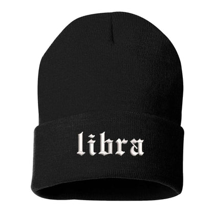 Black Beanie embroidered with Libra - DSY Lifestyle
