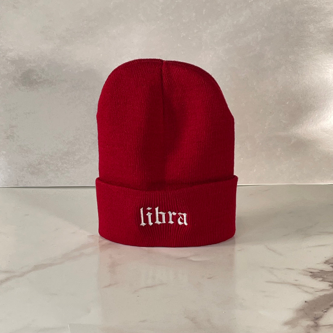 Burgundy Beanie embroidered with Libra - DSY Lifestyle