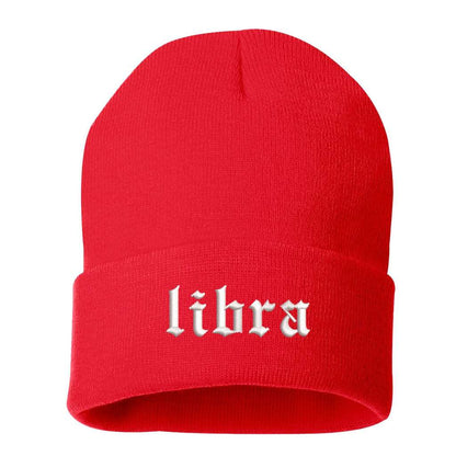 Red Beanie embroidered with Libra - DSY Lifestyle