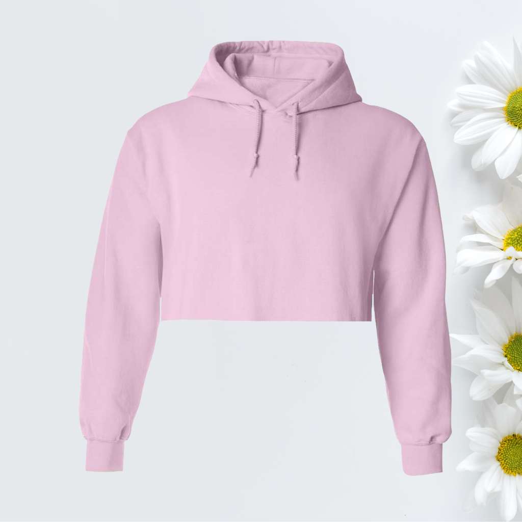 Light Pink unisex oversized cropped hoodie with a raw edge - DSY Lifestyle