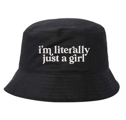 Black DSY Lifestyle white cotton bucket hat with the phrase I&