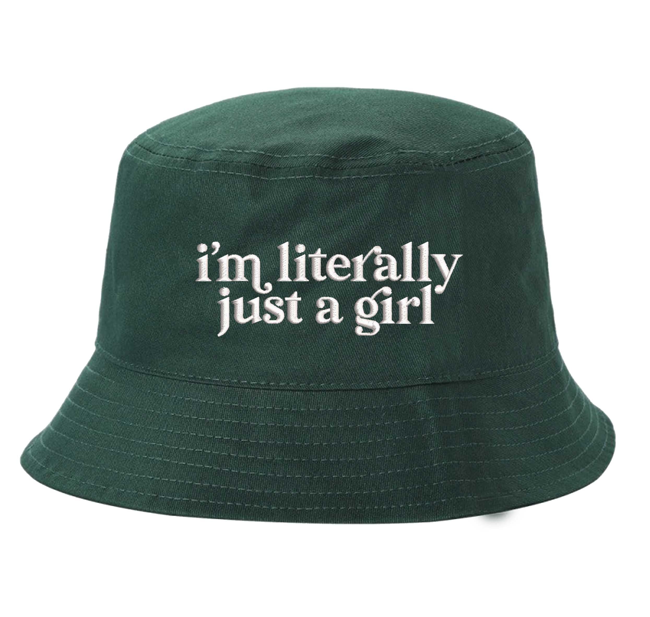 Forest Green DSY Lifestyle white cotton bucket hat with the phrase I&
