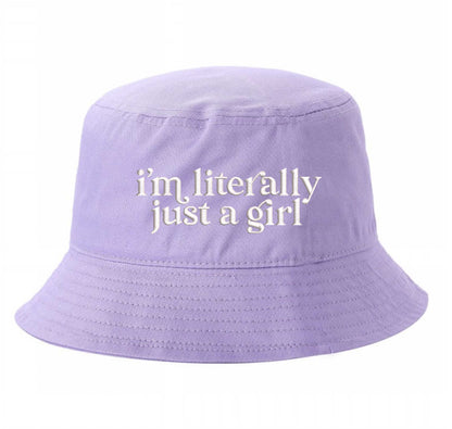Lilac DSY Lifestyle white cotton bucket hat with the phrase I&
