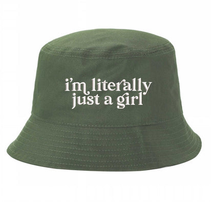 Olive DSY Lifestyle white cotton bucket hat with the phrase I&