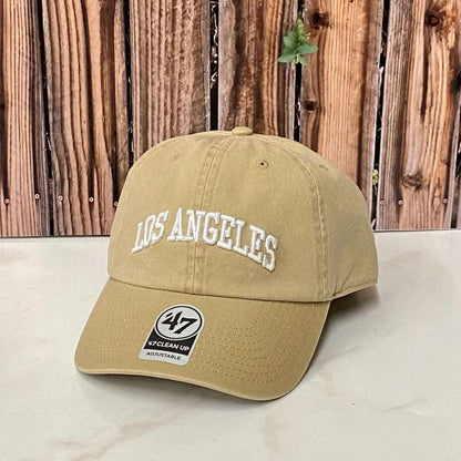 Khaki Baseball Hat embroidered with Los Angeles in 3D - DSY Lifestyle 