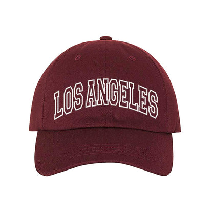 Burgundy Los Angeles Outline Baseball Hat – A stylish, embroidered cap featuring a minimalist LA outline, perfect for West Coast enthusiasts – DSY Lifestyle