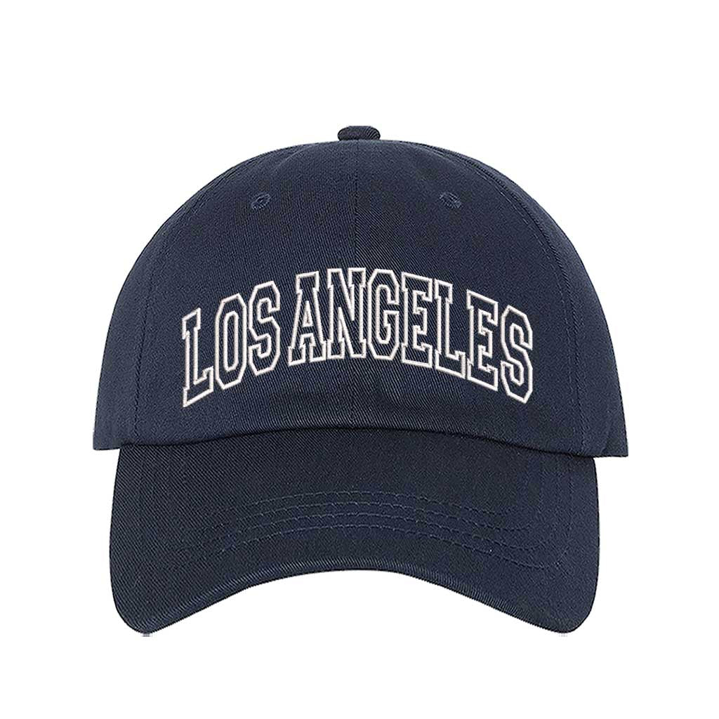 Navy Blue Los Angeles Outline Baseball Hat – A stylish, embroidered cap featuring a minimalist LA outline, perfect for West Coast enthusiasts – DSY Lifestyle