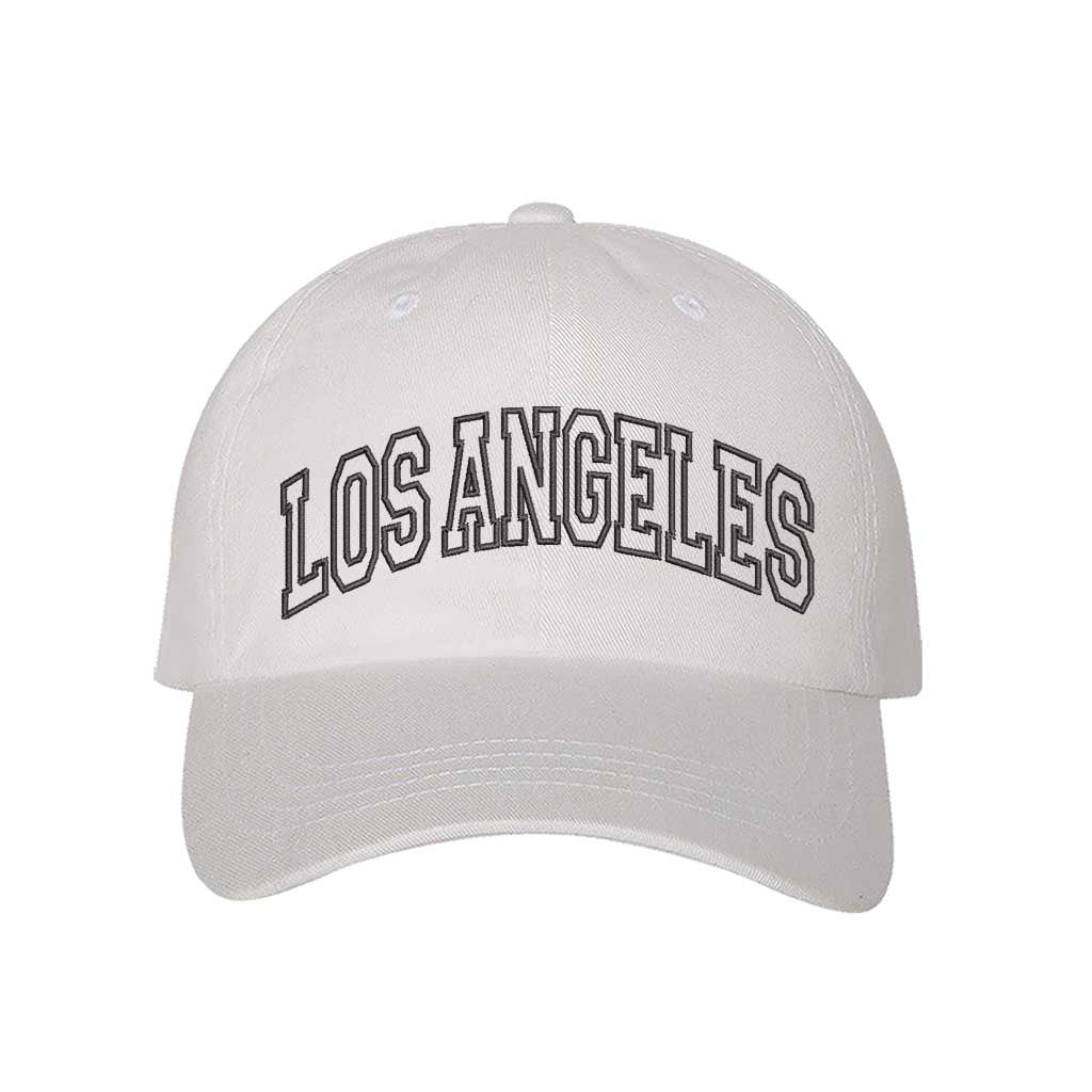 White Los Angeles Outline Baseball Hat – A stylish, embroidered cap featuring a minimalist LA outline, perfect for West Coast enthusiasts – DSY Lifestyle