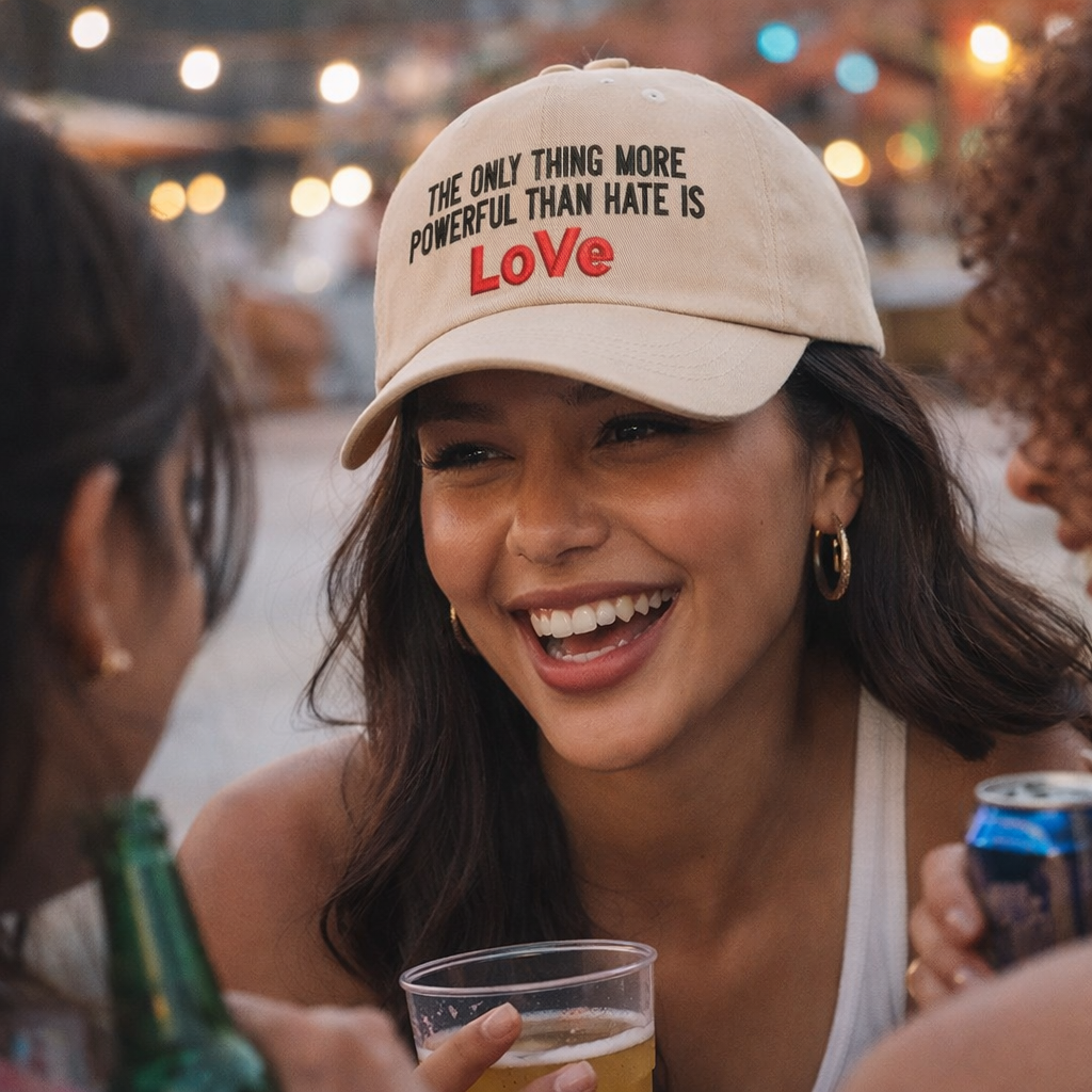 More Powerful Than Hate Is Love Baseball Hat