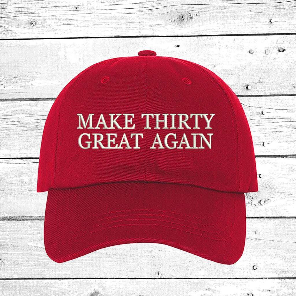 Red Baseball hat embroidered with Make 30 Great Again - DSY Lifestyle