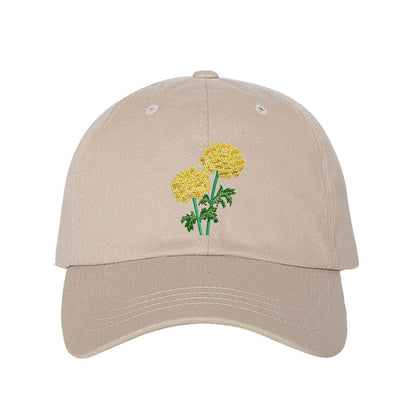 Stone Baseball cap embroidered with a Marigold Flower - DSY Lifestyle