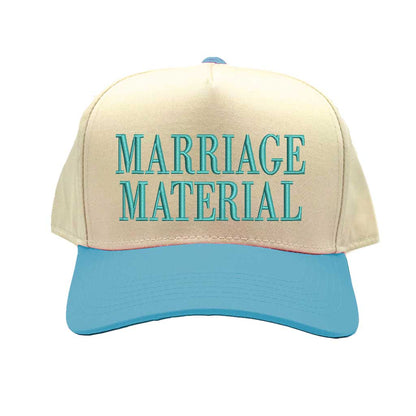 Natural Aqua Marriage Material Embroidered Baseball Hat – 5-Panel Two-Tone Vintage Cap. - DSY Lifestyle