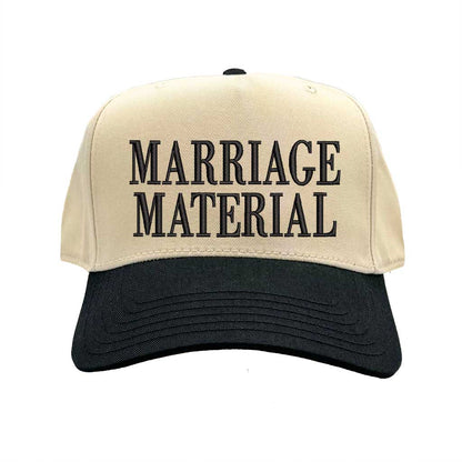 Natural Black Marriage Material Embroidered Baseball Hat – 5-Panel Two-Tone Vintage Cap. - DSY Lifestyle