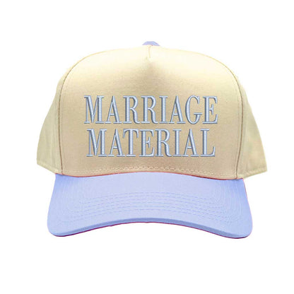 Natural Sky Blue Marriage Material Embroidered Baseball Hat – 5-Panel Two-Tone Vintage Cap. - DSY Lifestyle