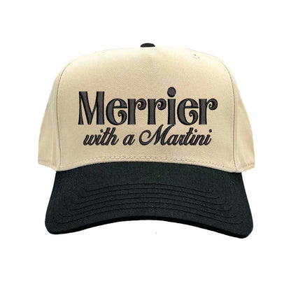 Natural Black Merrier With A Martini Two Tone 5-Panel Embroidered Baseball Hat featuring playful martini embroidery and adjustable snapback closure – DSY Lifestyle