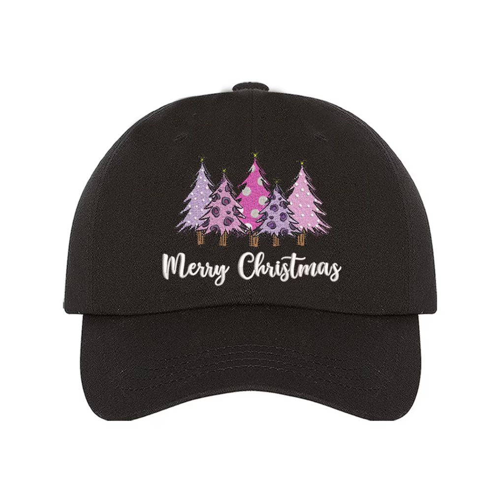 Merry Christmas Pink Trees Baseball Cap