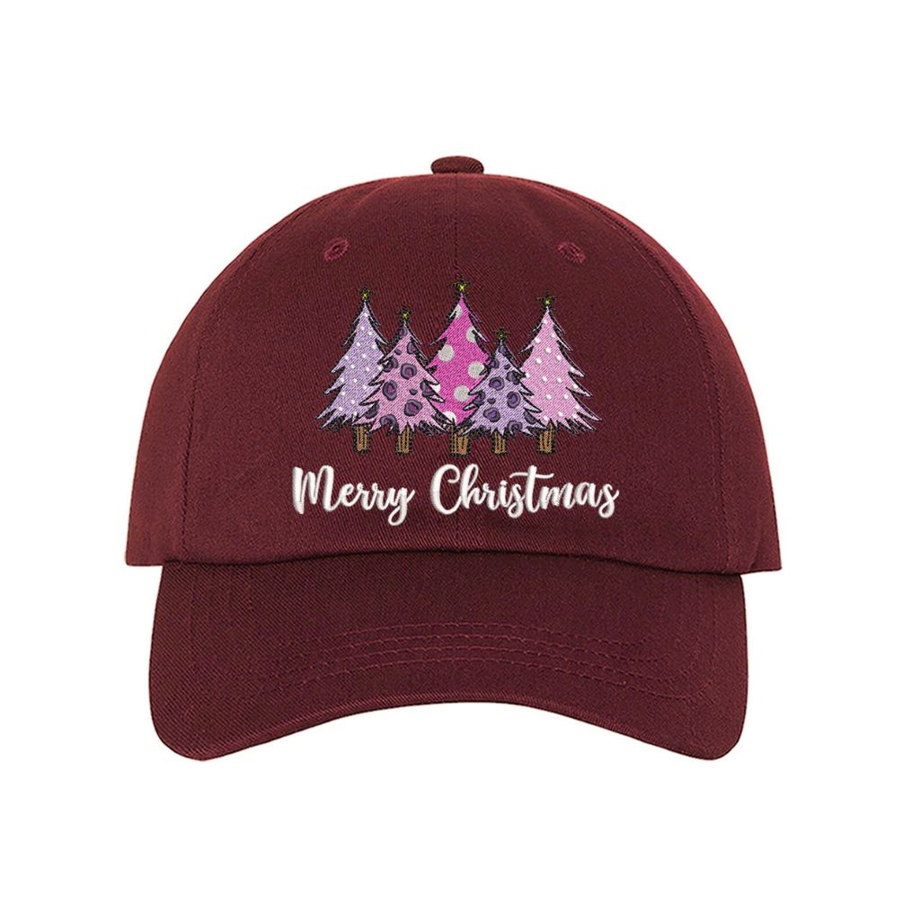 Merry Christmas Pink Trees Baseball Cap