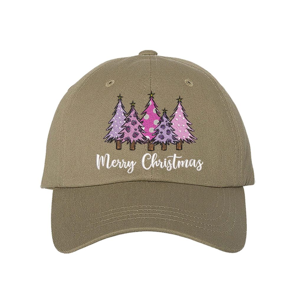 Merry Christmas Pink Trees Baseball Cap