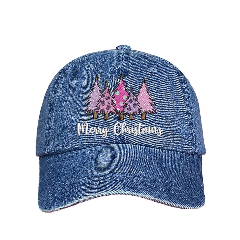 Merry Christmas Pink Trees Baseball Cap