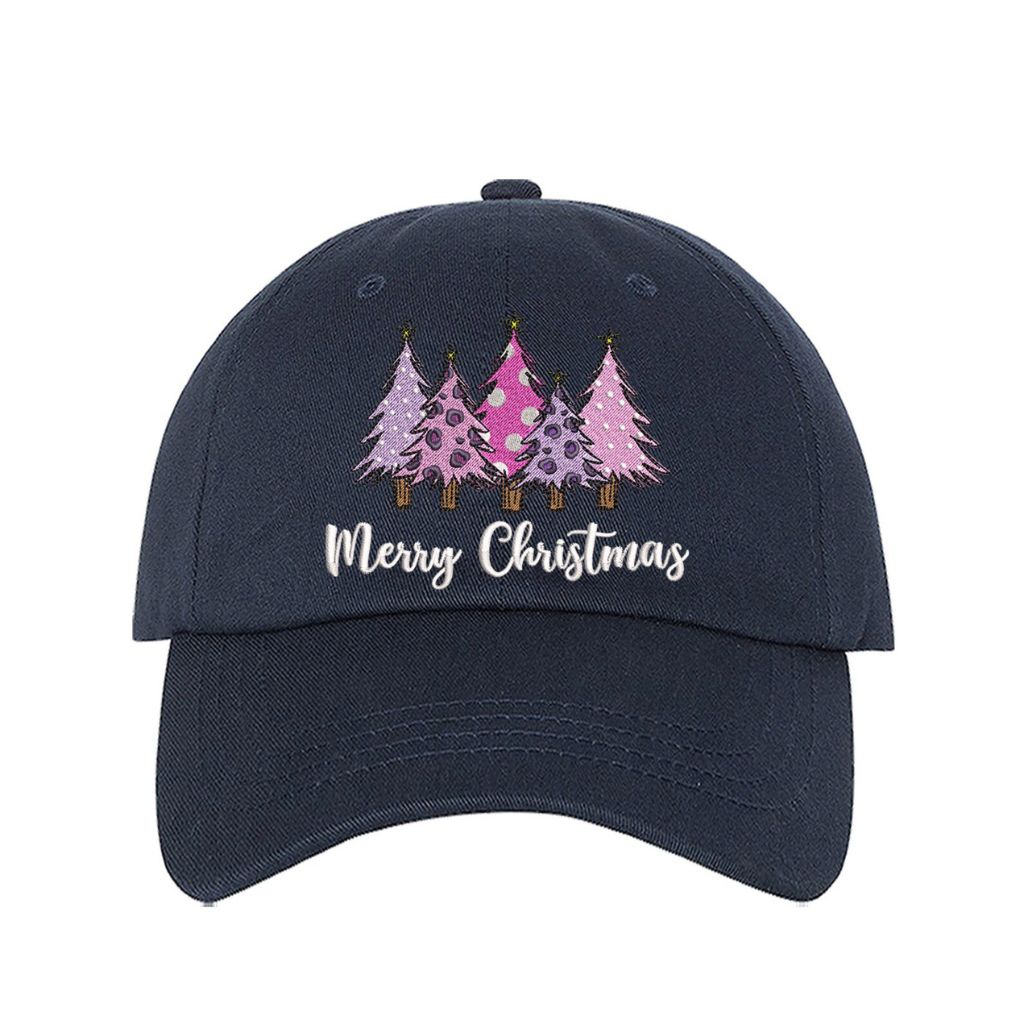 Merry Christmas Pink Trees Baseball Cap