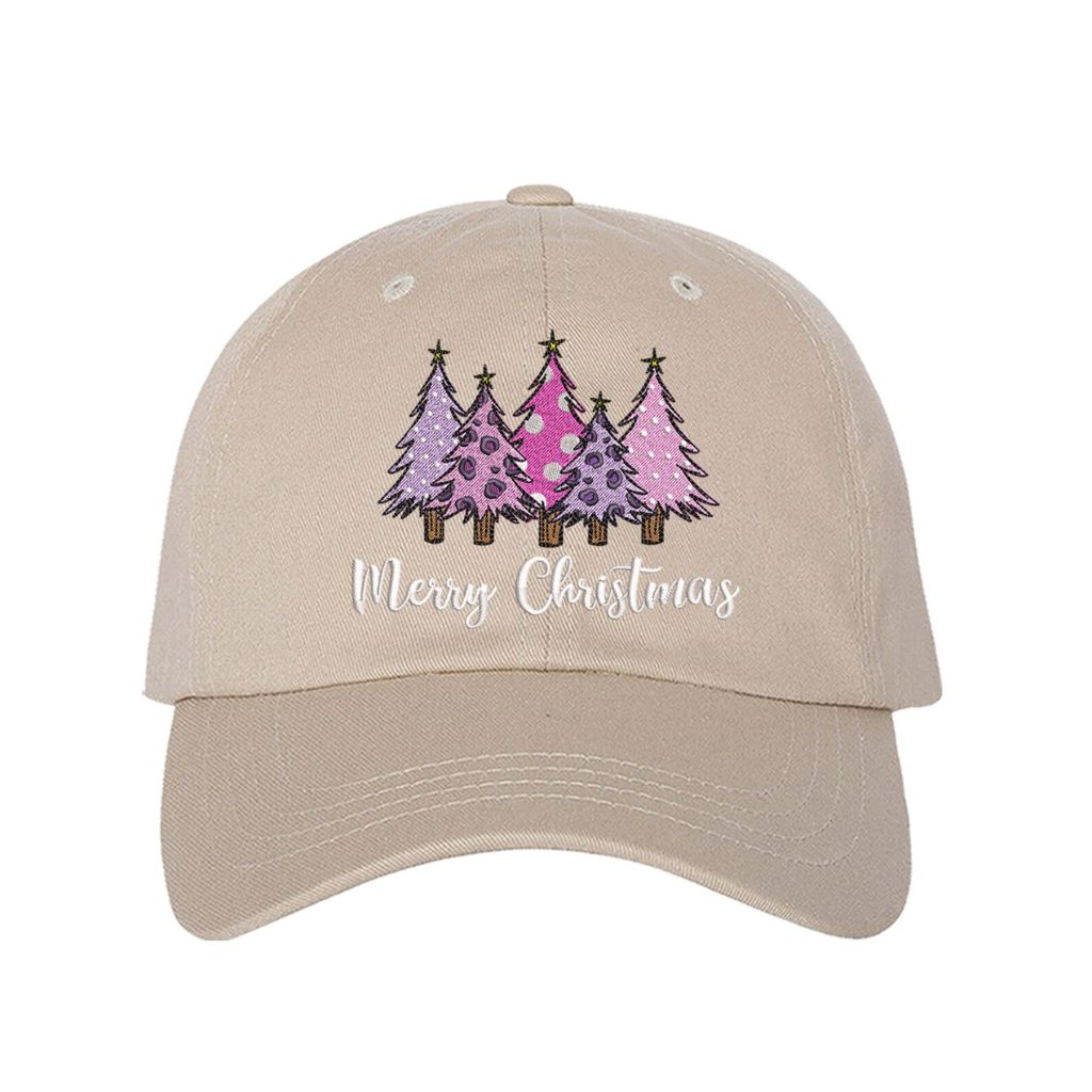 Merry Christmas Pink Trees Baseball Cap