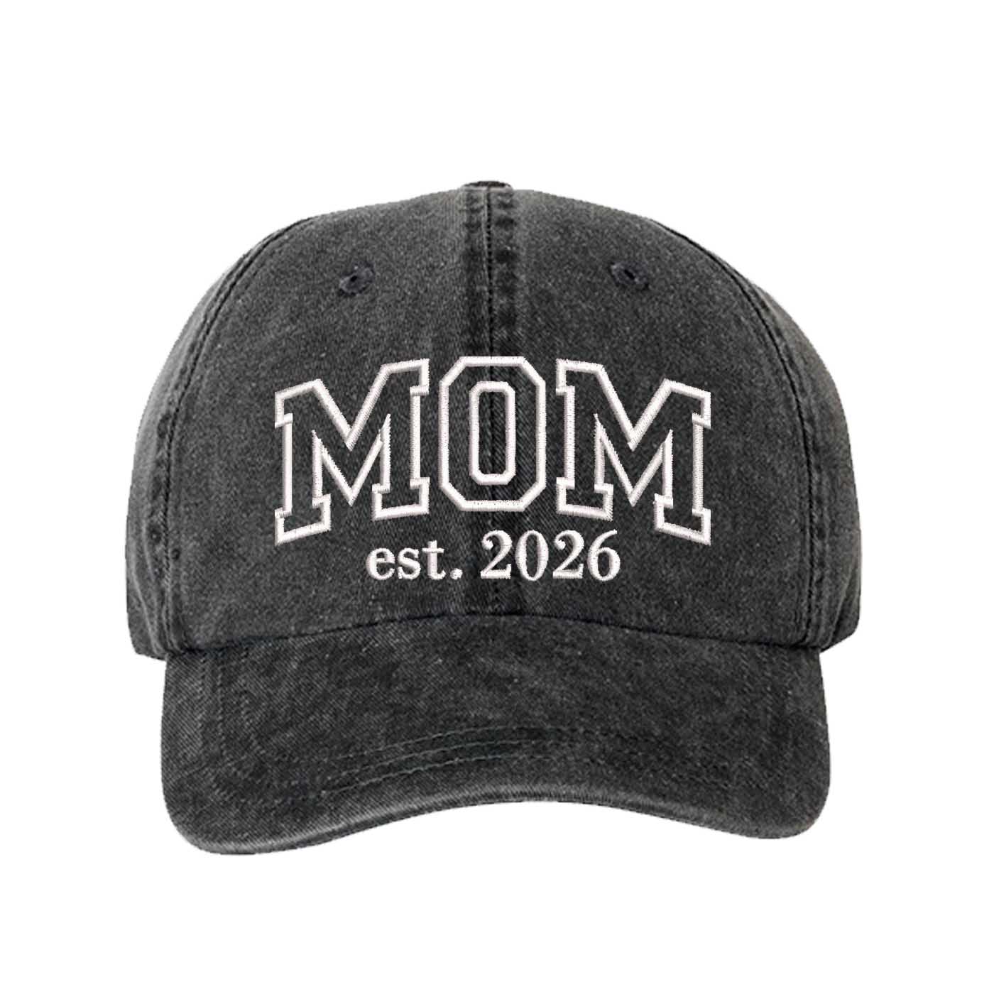 Black MOM Est. 2026 Washed Statement Baseball Hat – a washed, relaxed-fit statement cap designed for everyday comfort and real-life moods. Trendy, adjustable, and effortlessly stylish. - DSY Lifestyle