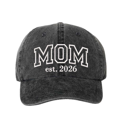 Black MOM Est. 2026 Washed Statement Baseball Hat – a washed, relaxed-fit statement cap designed for everyday comfort and real-life moods. Trendy, adjustable, and effortlessly stylish. - DSY Lifestyle