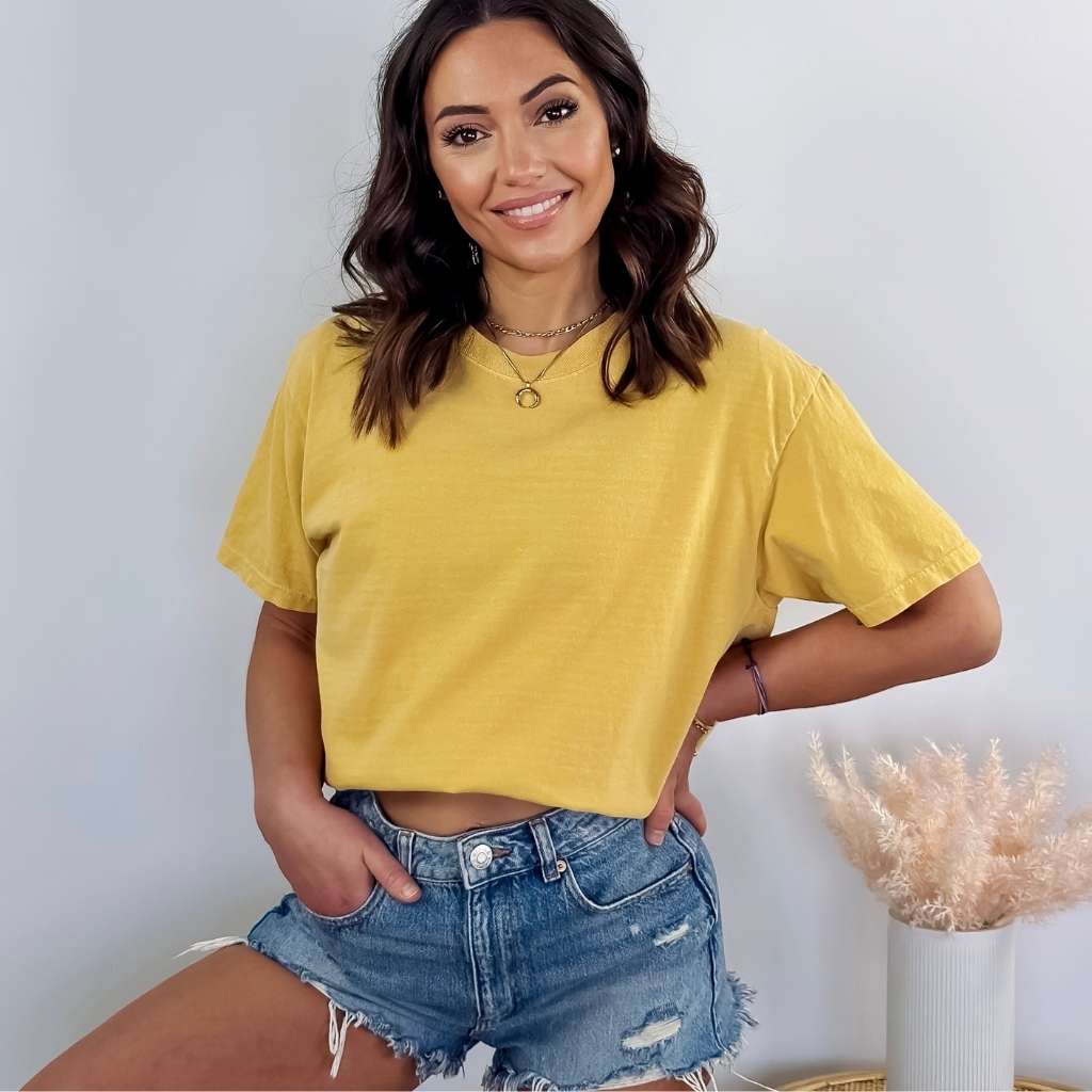 Comfort Colors Vintage Washed Unisex T-shirt  Mustard- DSY Lifestyle