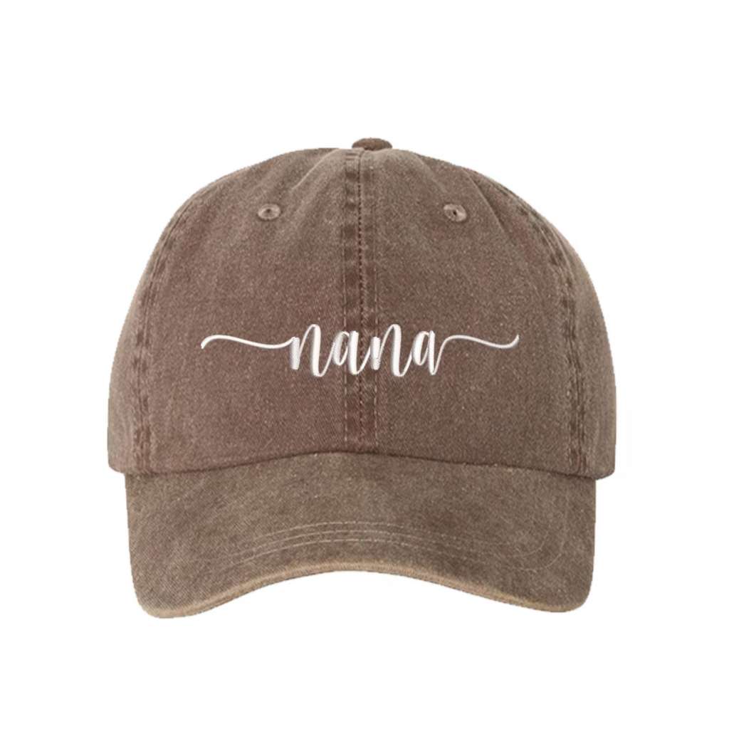 Chocolate Washed Baseball hat with Nana embroidered in the front - DSY Lifestyle