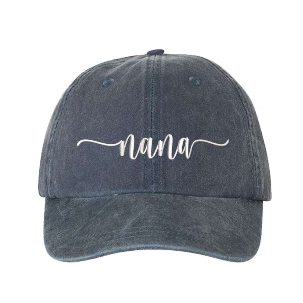 Navy Washed Baseball hat with Nana embroidered in the front - DSY Lifestyle