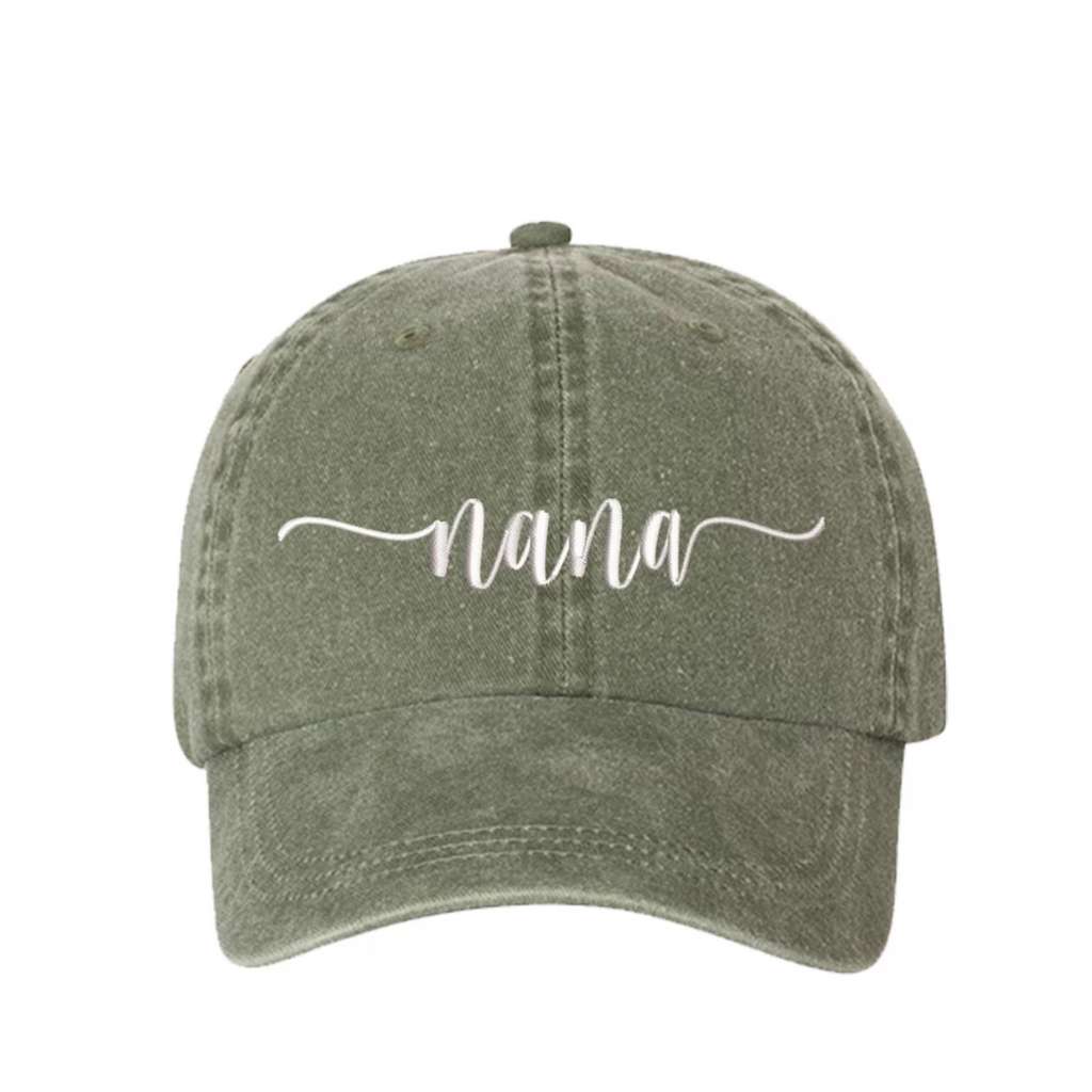 Olive Washed Baseball hat with Nana embroidered in the front - DSY Lifestyle