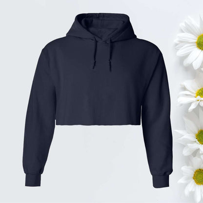 Navy unisex oversized cropped hoodie with a raw edge - DSY Lifestyle