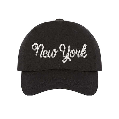 Black New York Chain Stitch Baseball Hat – A bold, embroidered cap with a sleek, minimalist design, perfect for repping NYC in style – DSY Lifestyle
